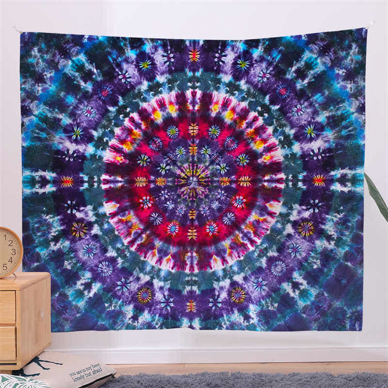 Bohemian Mandala Pattern Tapestry Wall Hanging Wall Art Focus Creativity Home Living Room Decor - Purple - 150*230cm - image 5
