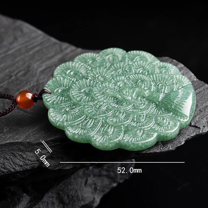 Natural Jade Peacock Luck Prosperity Necklace Pendant - image 9