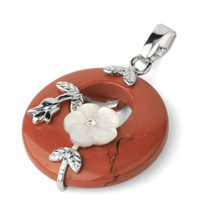 Buddha Stones Various Crystal Amethyst Green Aventurine Flower Healing Necklace Pendant - Red Jasper - image 27