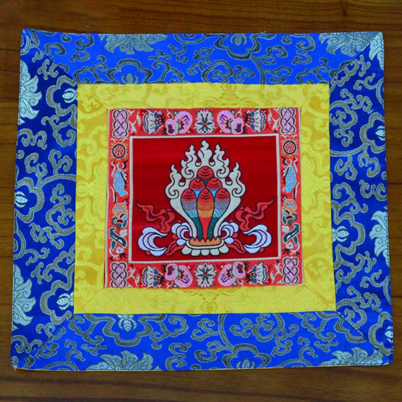 Prayer Altar Mat Meditation Strength Endless Knot Vajra Man-Bcu Kalachakra Auspicious Symbols - The Chintamani Jewel - Red - image 3