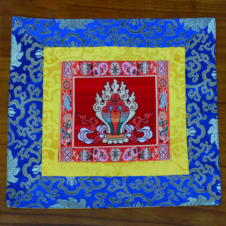 Prayer Altar Mat Meditation Strength Endless Knot Vajra Man-Bcu Kalachakra Auspicious Symbols - The Chintamani Jewel - Red - image 3