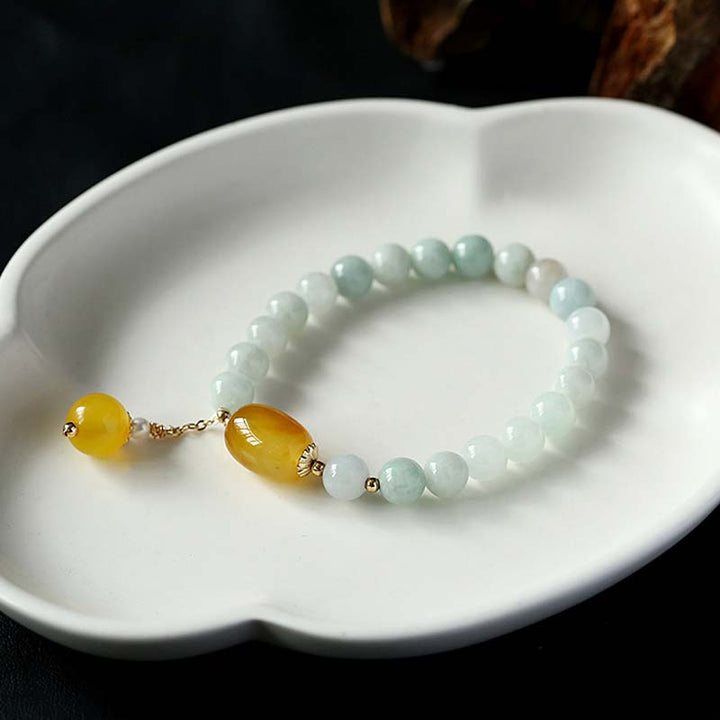 Buddha Stones Natural White Jade Agate Protection Bracelet - image 5
