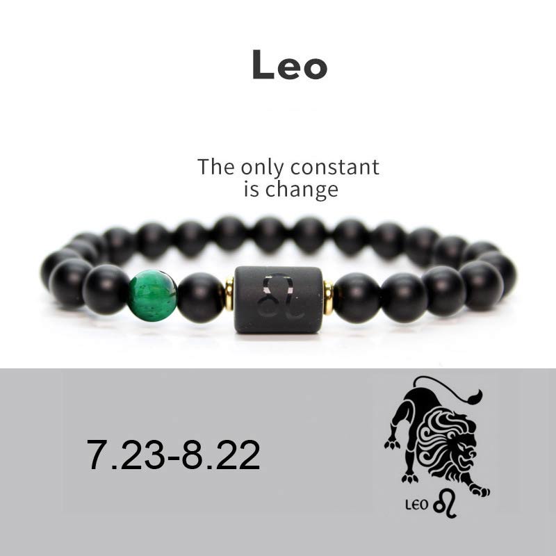 Buddha Stones 12  Constellations of the Zodiac Black Onyx Adjustable Bracelet - Leo - image 5