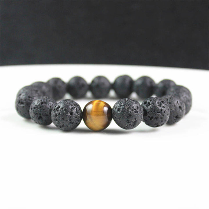 Buddha Stones Lava Rock Tiger Eye Stone Peace Healing Bracelet - image 8