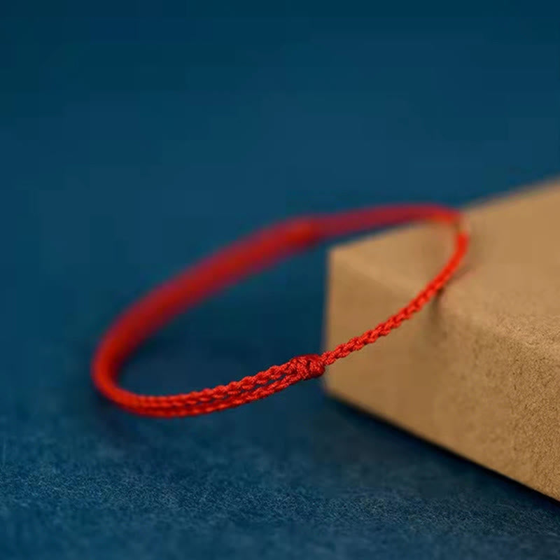 Buddha Stones 925 Sterling Silver Lucky Golden Bead Braided String Bracelet Anklet - image 9