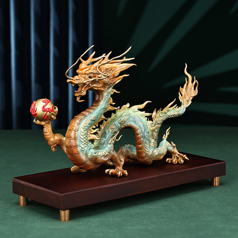Buddha Stones Year Of The Dragon Auspicious Dragon Brass Copper Luck Success Office Decoration - image 3