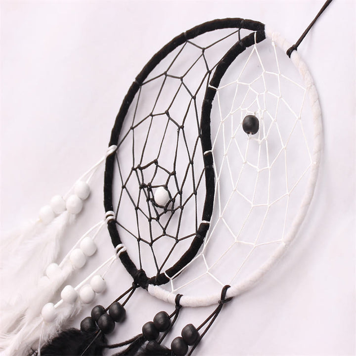 Yin Yang  Dream Catcher Circular Net with Feathers Balance Decoration - image 7