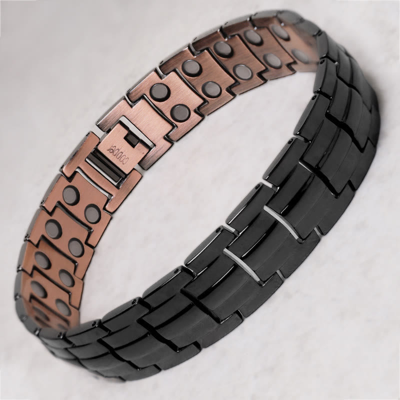 Vintage Magnetic Solid Copper Cuff Bracelet Bangle - image 4