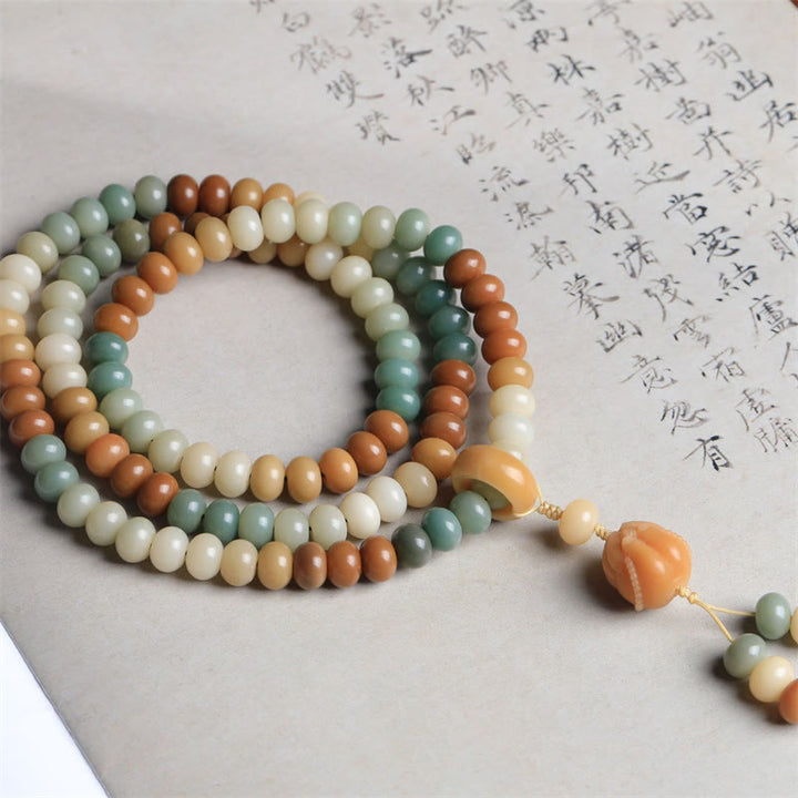 Buddha Stones 108 Mala Beads Gradient Bodhi Seed Buddha Hand Engraved Peace Bracelet - image 1