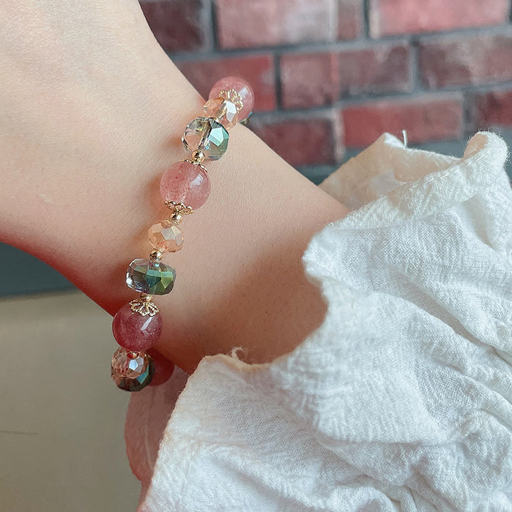 Buddha Stones Natural Strawberry Quartz Colorful Crystal Positive Bracelet - image 13