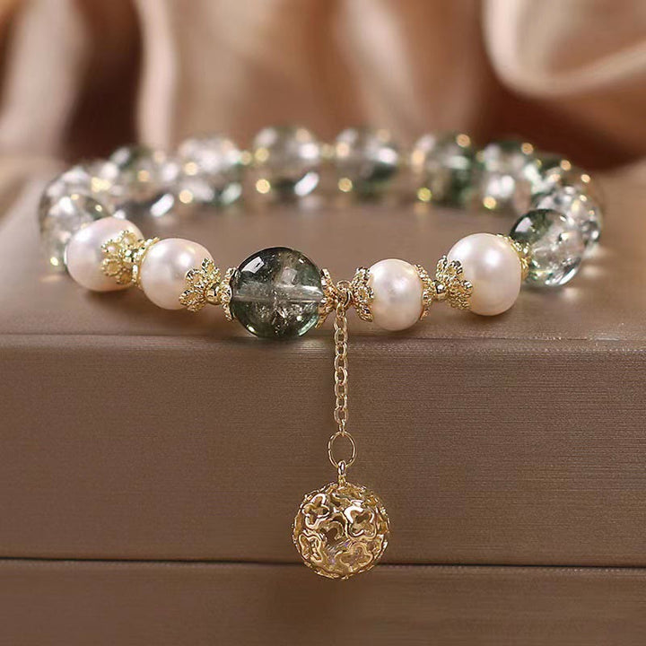 Buddha Stones Green Phantom Pearl Self-acceptance Charm Bracelet - Green Phantom - image 0