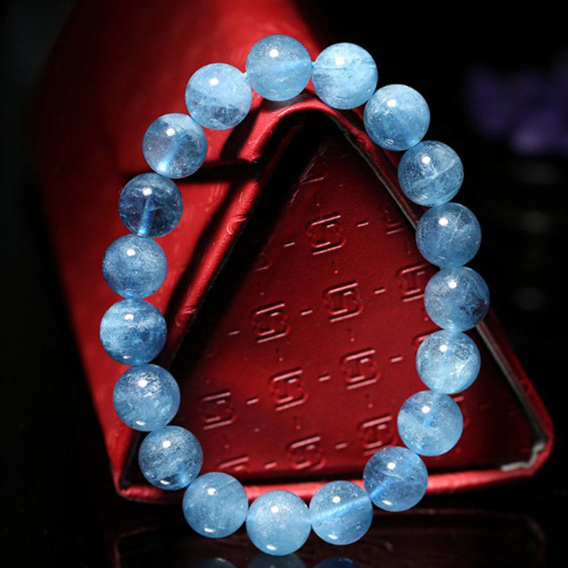 Buddhastoneshop Aquamarine Beads Peace Healing Bracelet - image 5