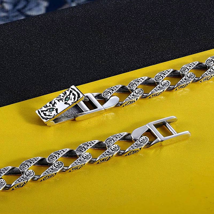 Buddha Stones Tiger Tang Dynasty Flower Design Copper Luck Chain Bracelet - image 3