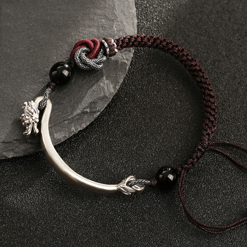 Buddha Stones 925 Sterling Silver Auspicious Dragon Success Handcrafted Braided Bracelet - image 3
