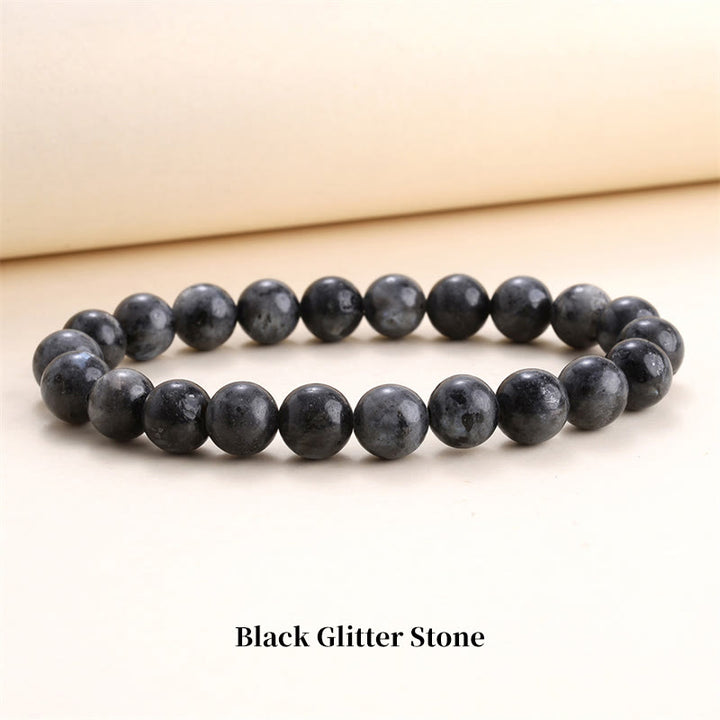 Buddha Stones Natural Stone Quartz Healing Beads Bracelet - 8mm - Black Glitter Stone - image 46