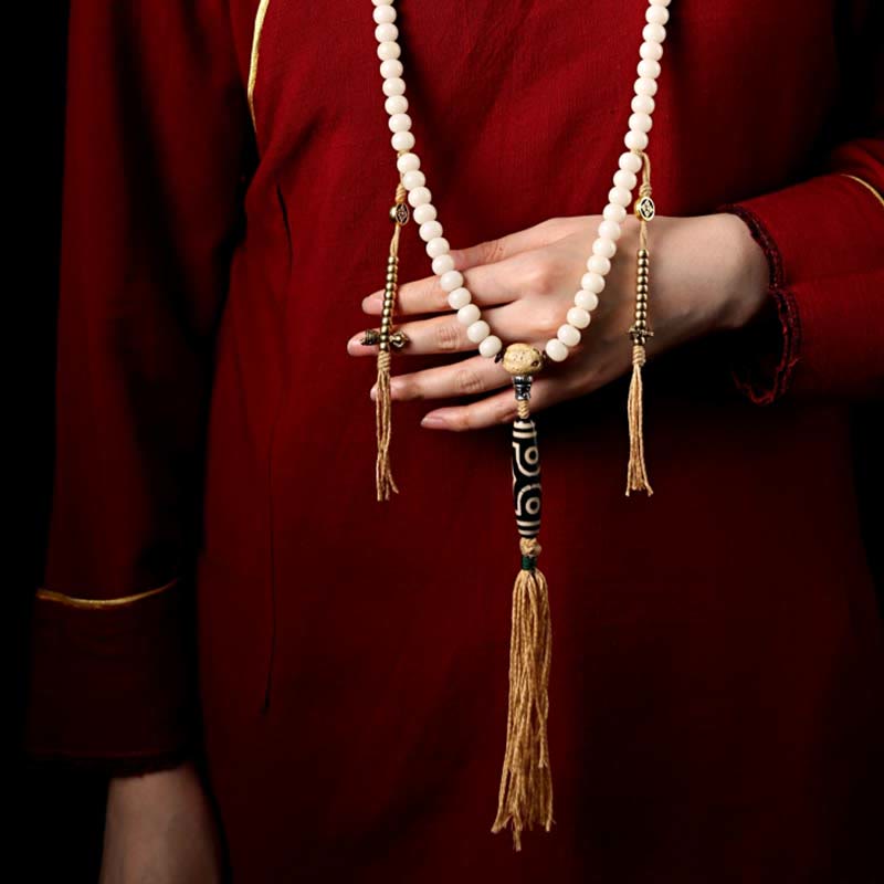 Buddha Stones Tibet 108 Mala Beads Bodhi Seed Bagua Vajra Dzi Bead Gray Agate Wealth Bracelet - image 12