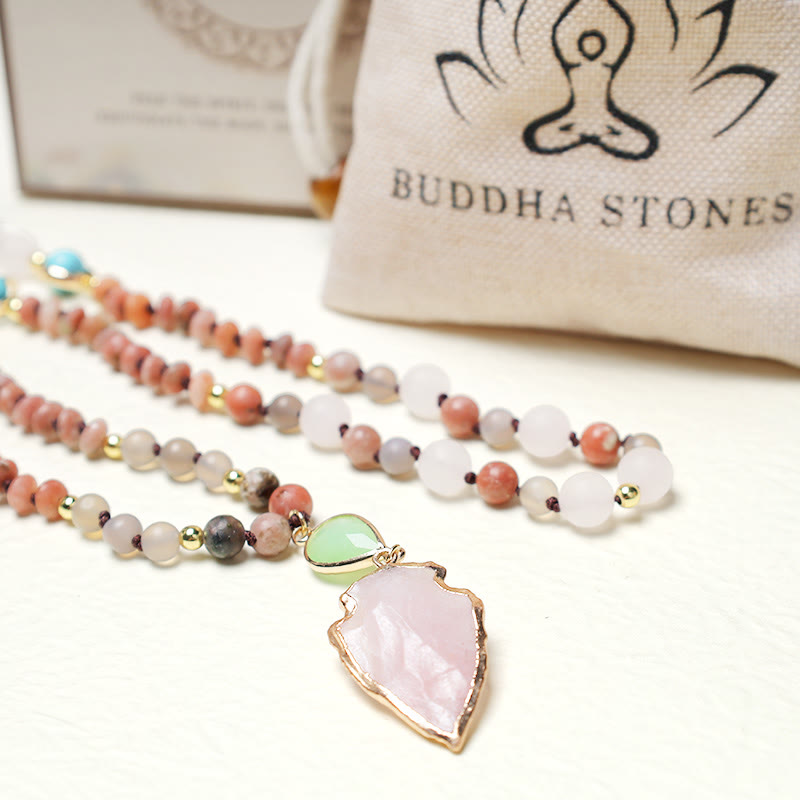 Natural Rose Quartz Crystal Stone Healing Arrowhead Necklace Pendant - image 4