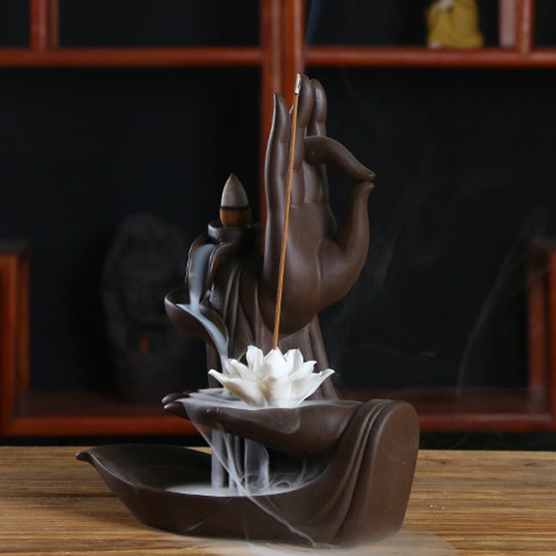 Buddha Stones Tibetan Lotus Blessing Incense Burner Decoration - image 5