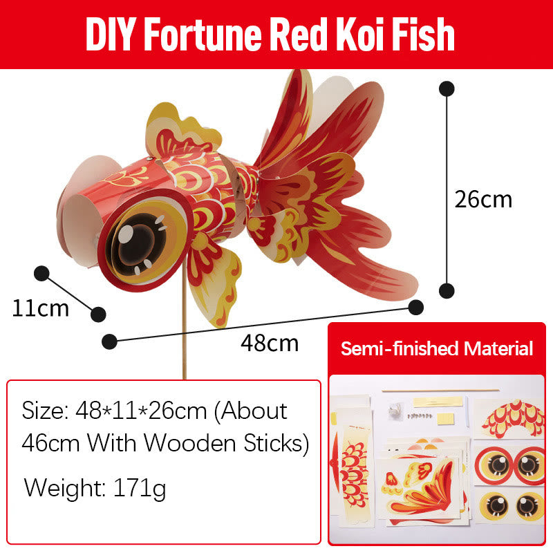 Buddha Stones DIY Fortune Luck Koi Fish Paper Lantern Lamp Mid-Autumn Festival Child Kids Lantern Decoration - image 3