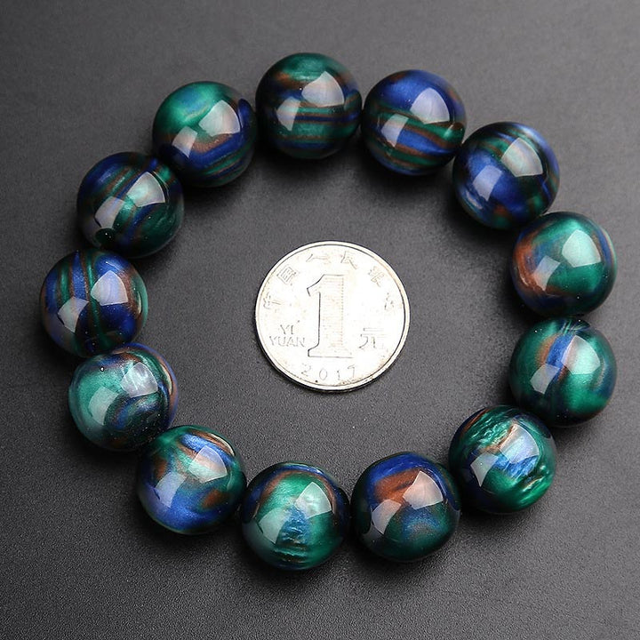 Buddha Stones Colorful Sea Willow Mala Positive Bracelet Ring - 18mm - image 5