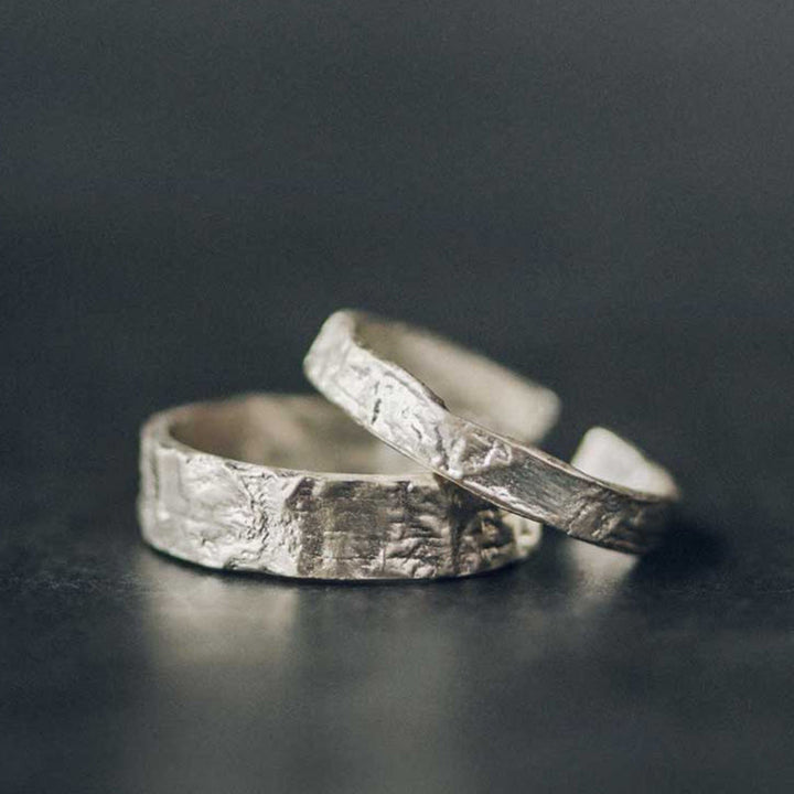 Buddha Stones 925 Sterling Silver Simple Design Blessing Couple Ring - image 0