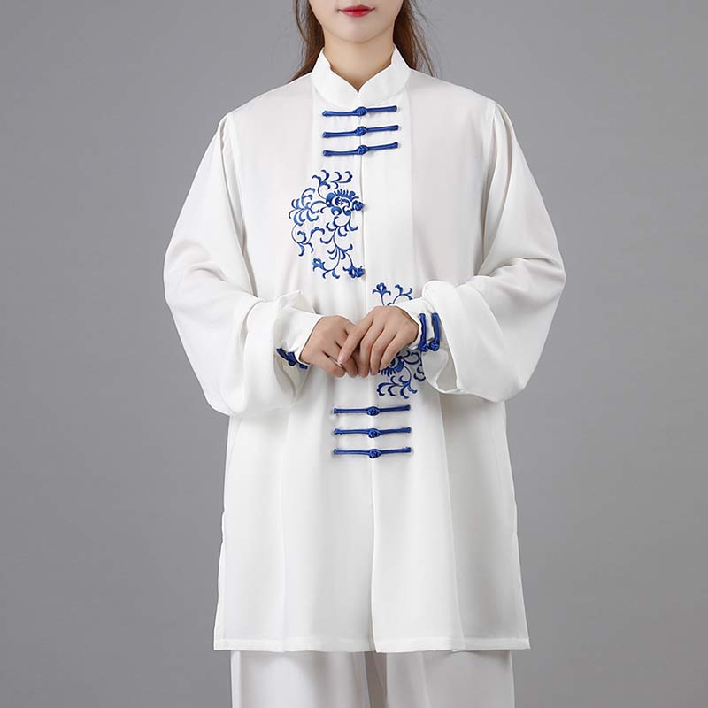 Buddha Stones Flower Embroidery Meditation Prayer Spiritual Zen Tai Chi Qigong Practice Unisex Clothing Set - image 4