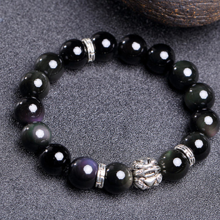 FengShui Natural Rainbow Obsidian PiXiu Blessing Bracelet - image 2