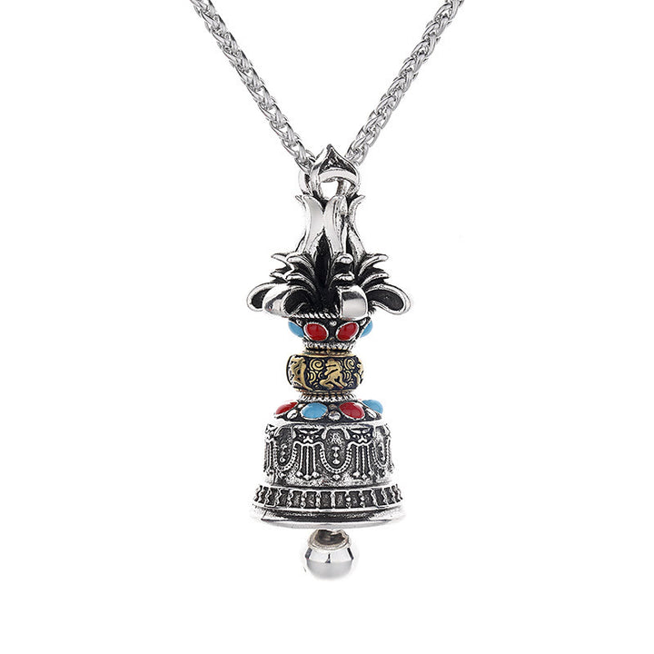 Buddha Stones Tibetan Om Mani Padme Hum Dorje Vajra Bell Strength Necklace Pendant - image 3