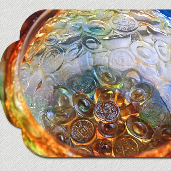 Buddha Stones Handmade Liuli Crystal Treasure Bowl Art Piece Home Decoration - image 16