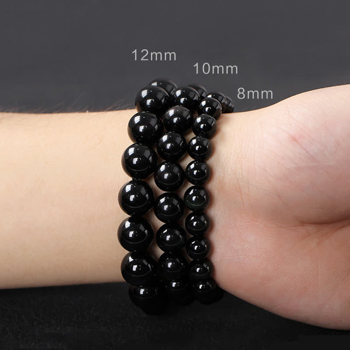 Black Obsidian Ebony Wood Red Tiger Eye Strength Couple Bracelet - image 21