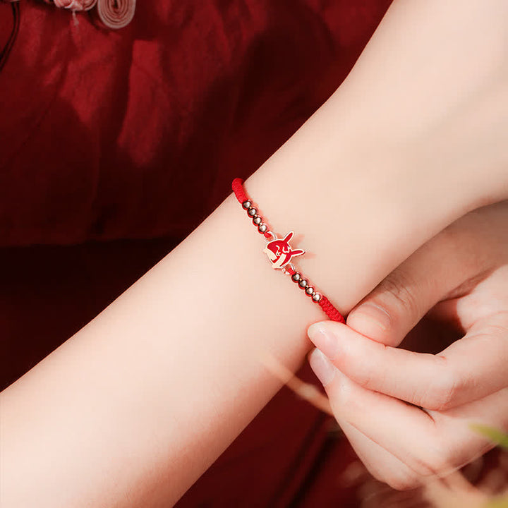 Buddha Stones 925 Sterling Silver Chinese Zodiac Luck Faith Discolor Red String Bracelet - image 7
