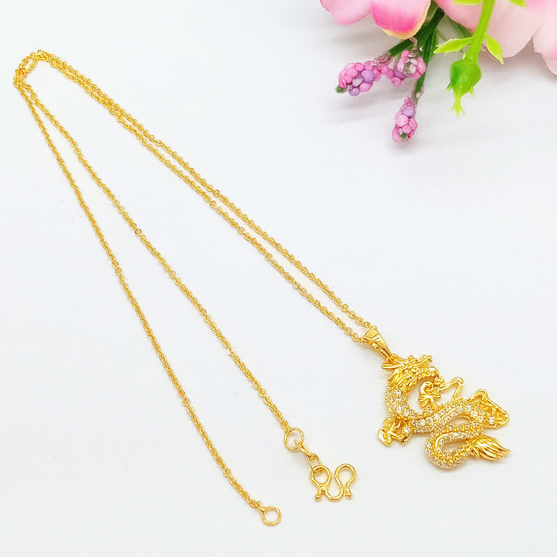 Buddha Stones Gold Dragon Protection Necklace Pendant - image 3