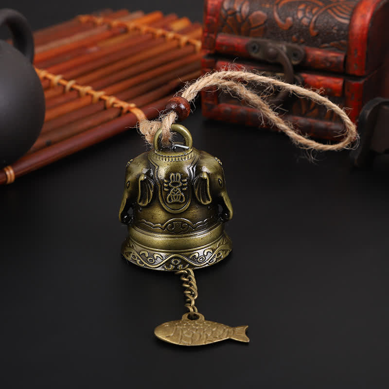 Buddha Stones Feng Shui Buddha Koi Fish Dragon Elephant Wind Chime Bell Luck Wall Hanging Decoration - Elephant - image 8