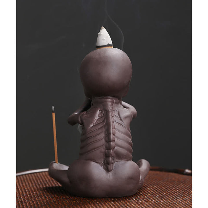 Buddha Stones Little Skull Ghost Purple Clay Backflow Smoke Fountain Peace Incense Burner Decoration - image 11