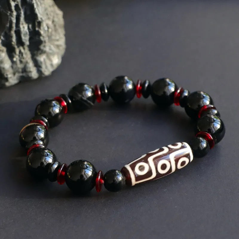 Buddha Stones Black Onyx Nine-Eye Dzi Bead Wealth Protection Bracelet - image 4