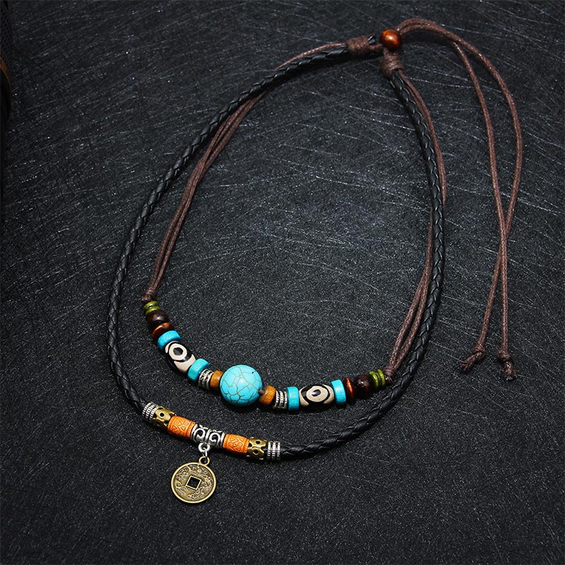 Buddha Stones Turquoise Dzi Bead Protection Necklace - image 2