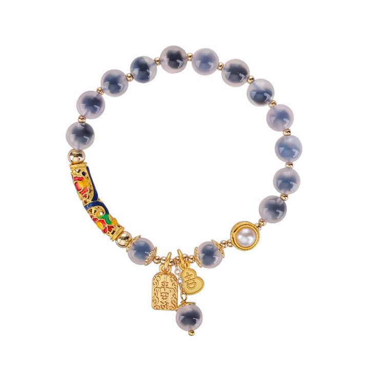 Buddha Stones Natural Blue Candy Agate Amulet Strength Bracelet - image 7