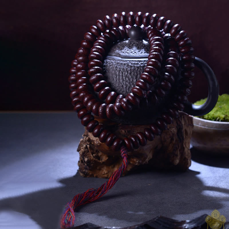 Buddha Stones Natural Tibet 108 Mala Beads Purple Bodhi Seed Wealth Bracelet - image 4