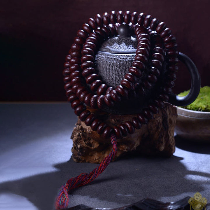 Buddha Stones Natural Tibet 108 Mala Beads Purple Bodhi Seed Wealth Bracelet - image 4