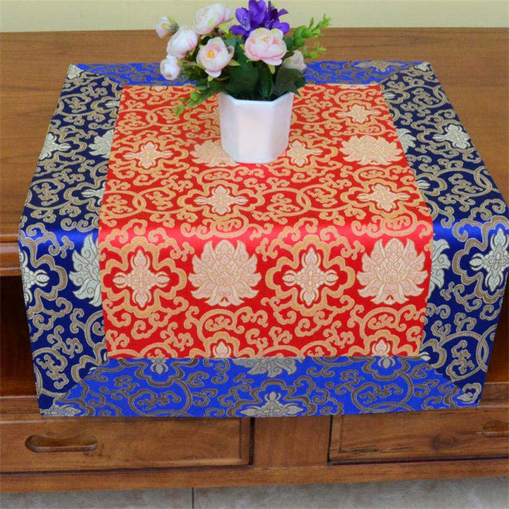 Brocade Prayer Altar Flower Vajra Dragon Pattern Auspicious Symbols Table Runner - image 17