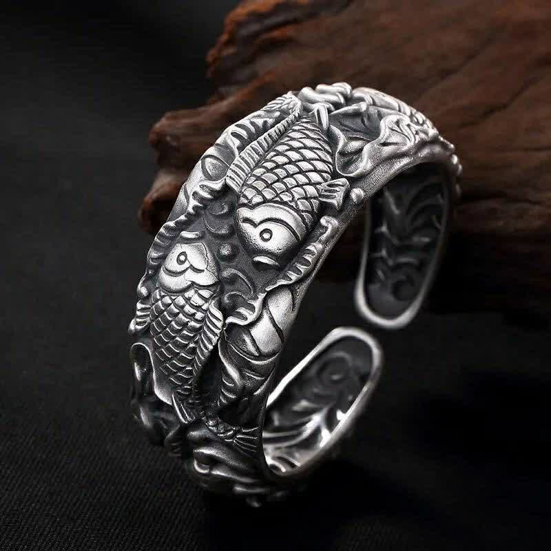 Buddha Stones Buddha Stones Koi Fish Lotus Luck Wealth Bracelet Bangle - image 1