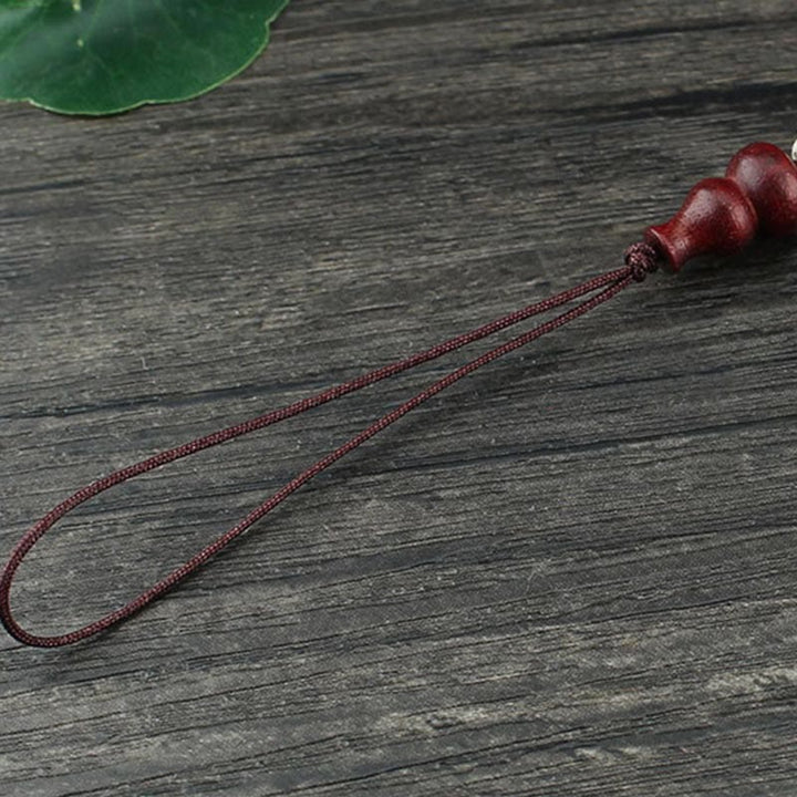 Green Sandalwood Ebony Wood Gourd Seven Layer Pagoda Positive Phone Hanging Decoration - image 13