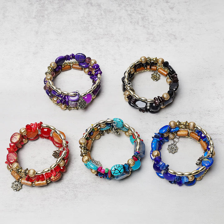 Buddha Stones Multilayer Irregular Turquoise Agate Beads Blessing Bracelet - image 7