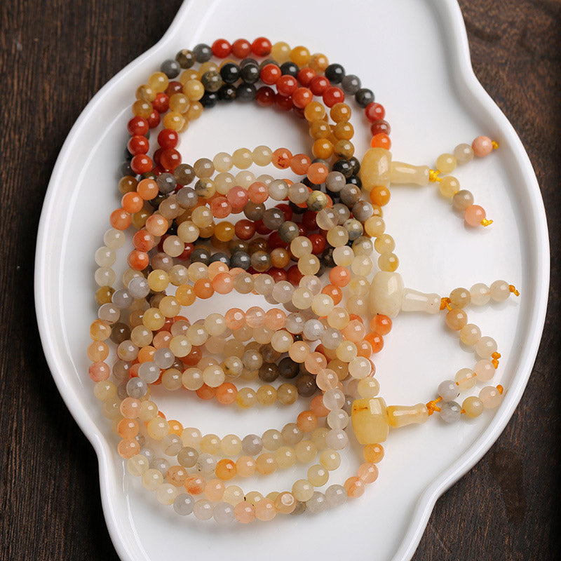 Buddha Stones 108 Beads Natural Red Agate Mala Protection Bracelet - image 2