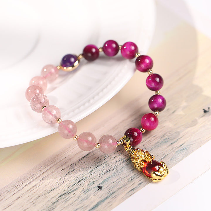 Buddha Stones Natural Strawberry Quartz Pixiu Love Bracelet - image 11