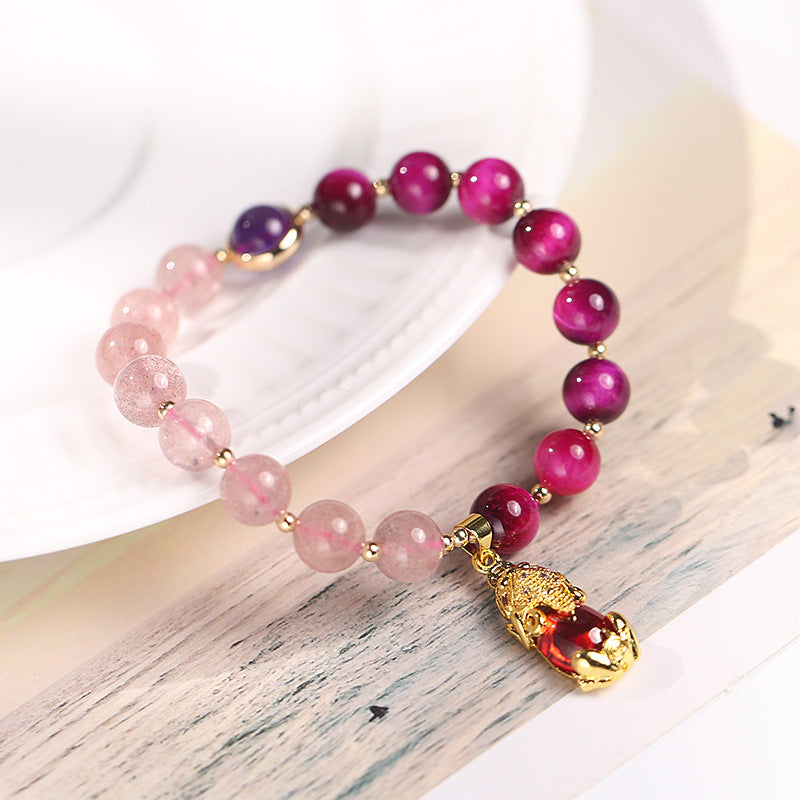 Buddha Stones Natural Strawberry Quartz Pixiu Love Bracelet - image 14