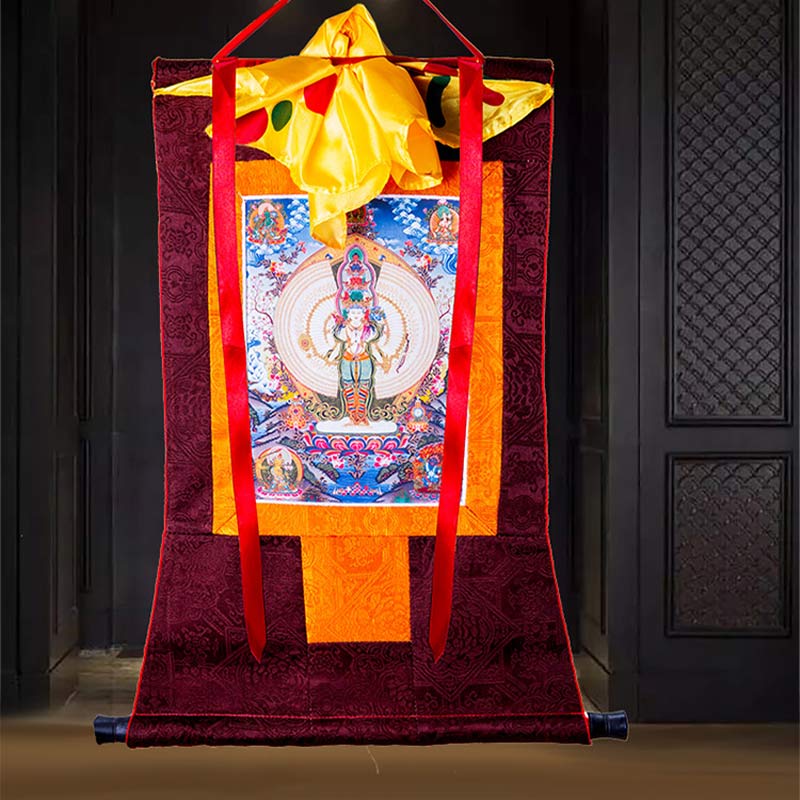 Buddha Stones Tibetan Thousand-handed Avalokitesvara Framed Thangka Blessing Decoration - image 6