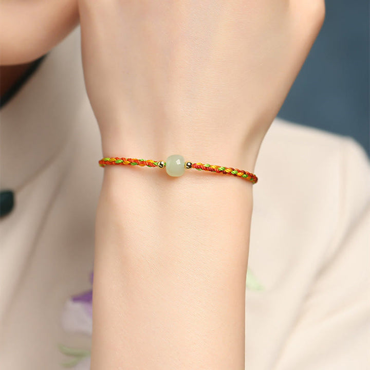 Buddha Stones Colorful Rope Luck Jade Bead Abundance Bracelet - image 3