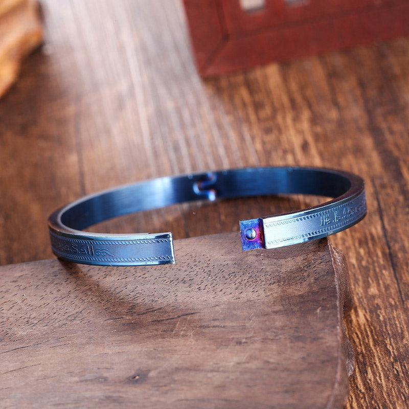 Buddha Stones Titanium Steel Blessing Bracelet Bangle - image 2