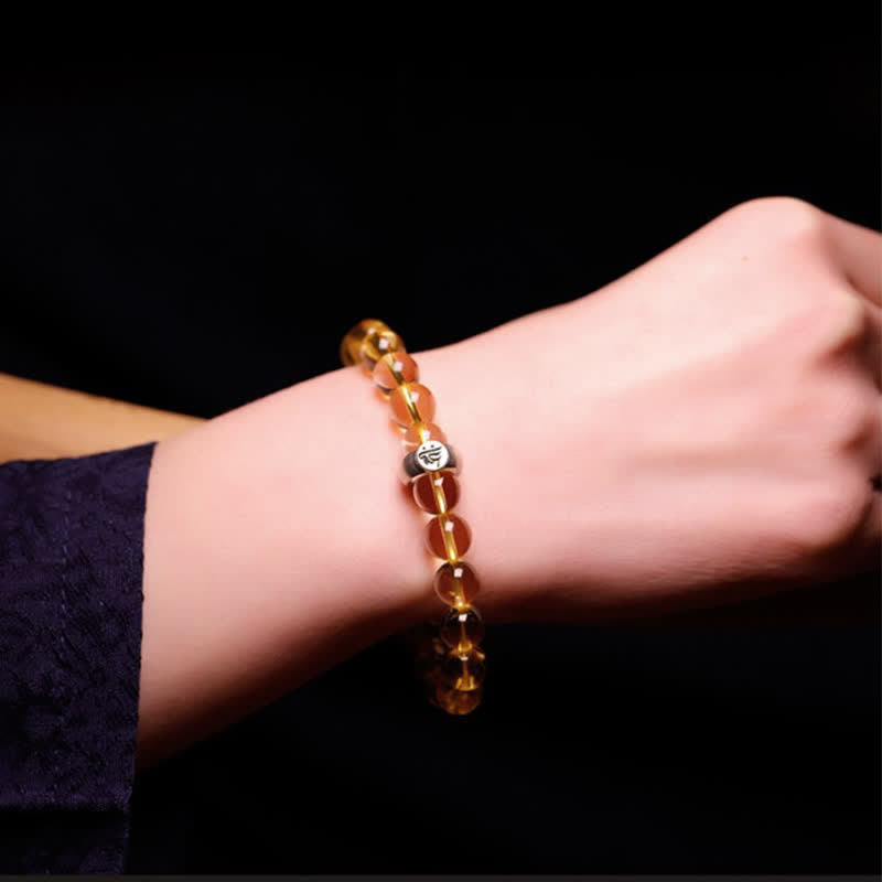 Buddha Stones 925 Sterling Silver Chinese Zodiac Natal Buddha Citrine Protection Bracelet - image 2